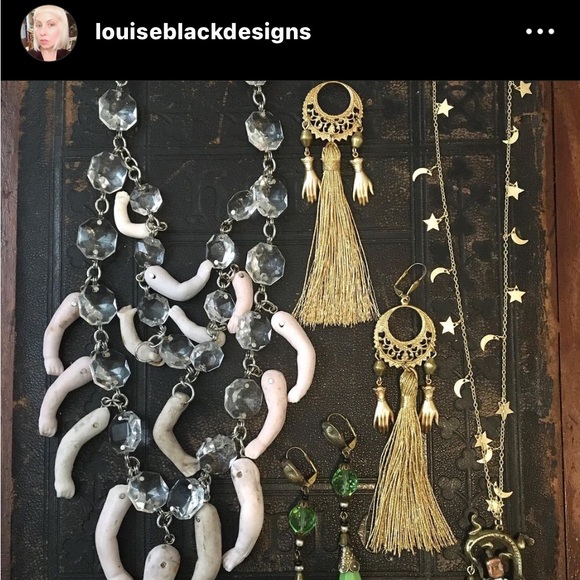 Elaborate Gold Hand Tassel Earrings - Picture 3 of 3